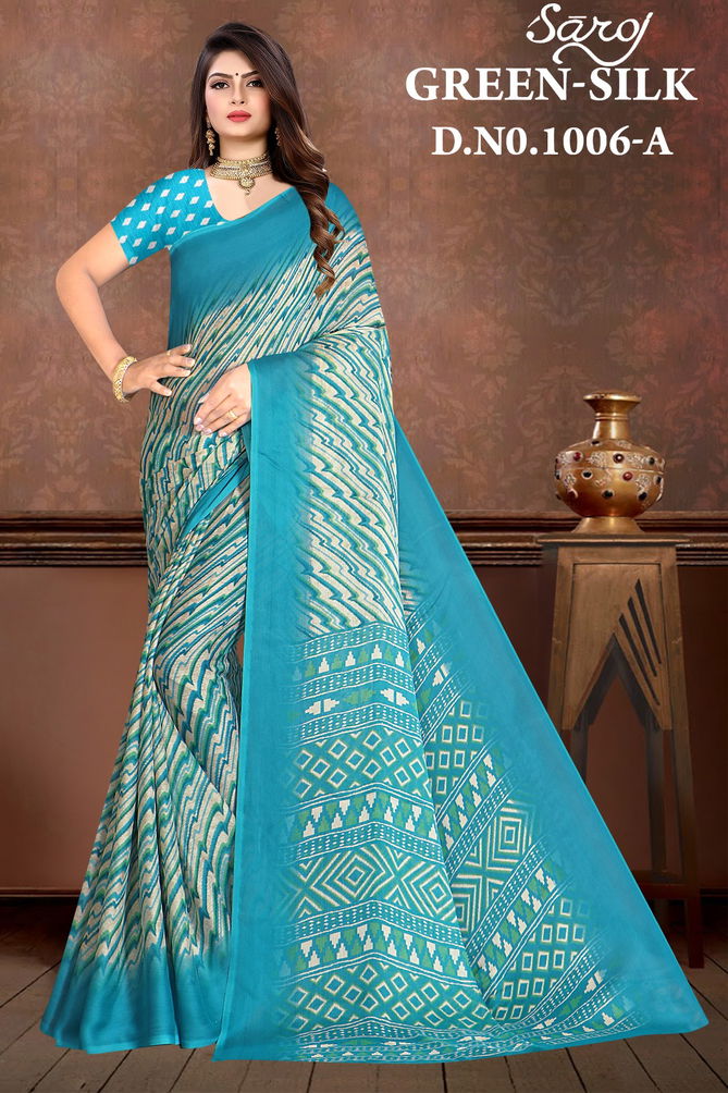 Green Silk 6 By Saroj Printed Chiffon Sarees Catalog
